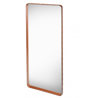 180x70cm - Tan Leather - Adnet rectangular mirror