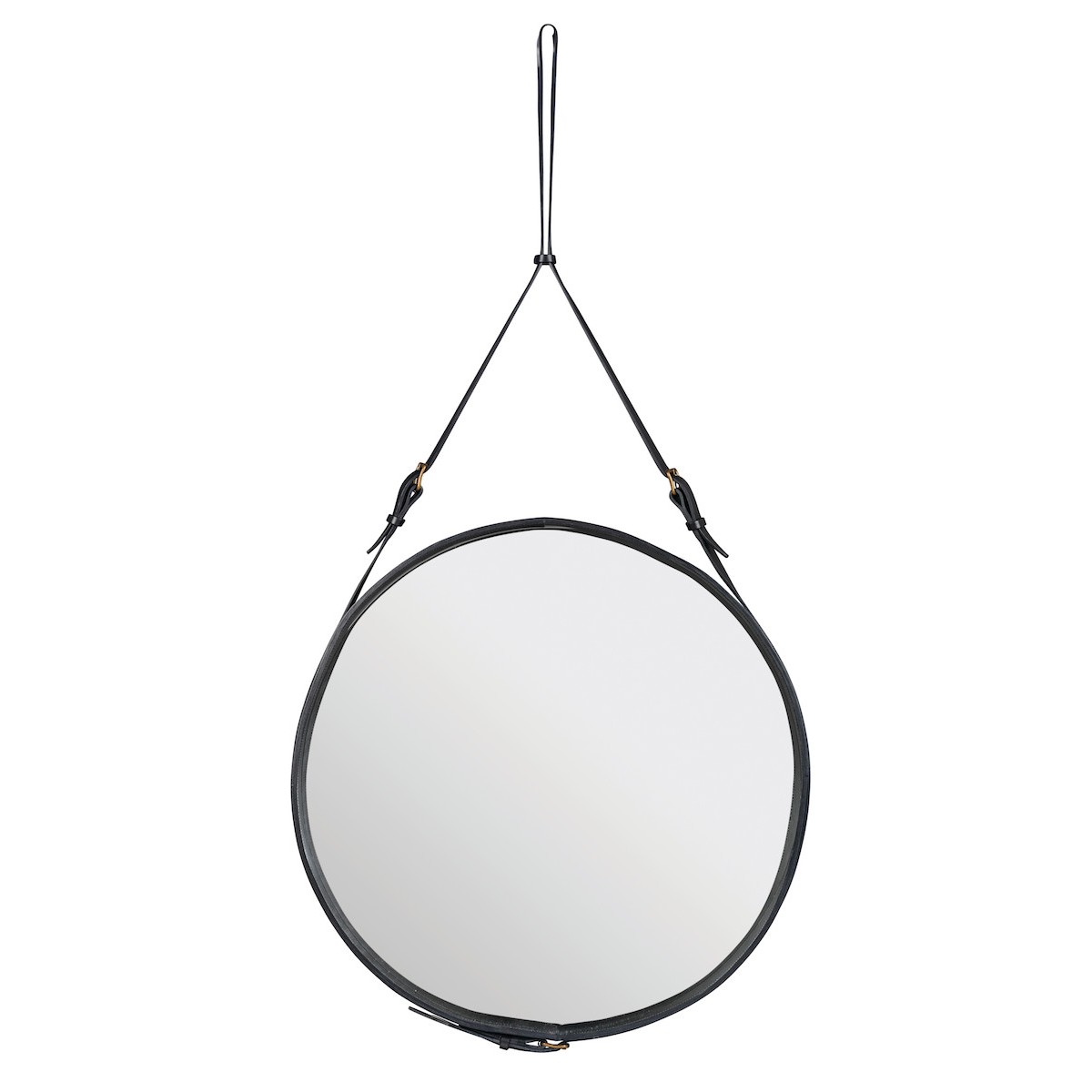 ø70cm - Cuir Noir - miroir circulaire Adnet