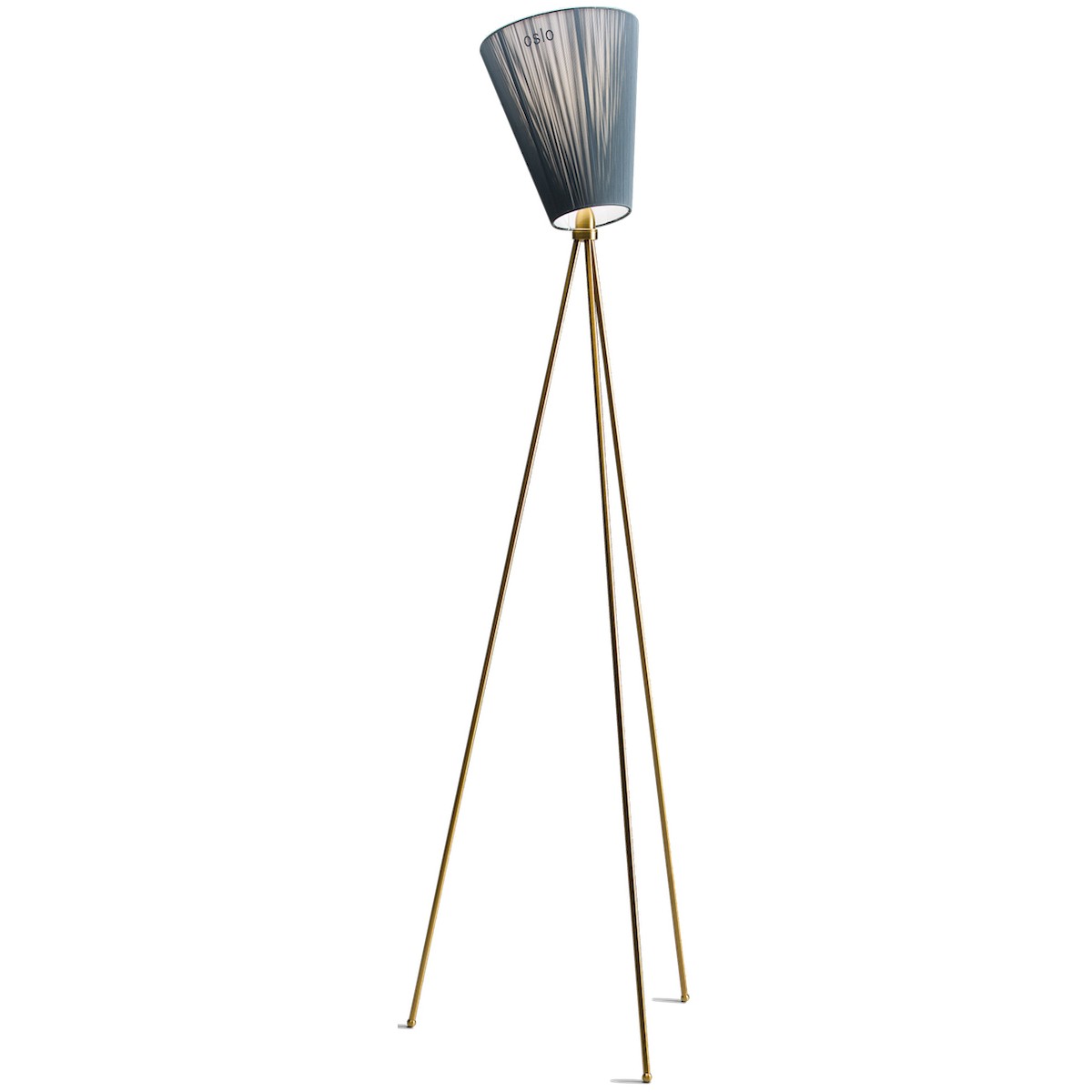 Oslo Wood floor lamp - green lampshade - gold legs
