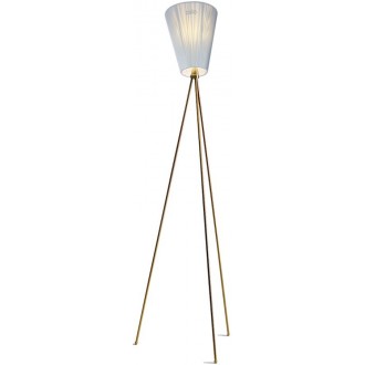 Oslo Wood floor lamp - light blue lampshade - gold legs