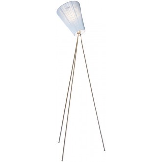 Oslo Wood floor lamp - light blue lampshade - steel legs