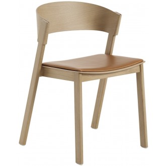 chêne + assise cuir Refine cognac – chaise Cover Side Chair