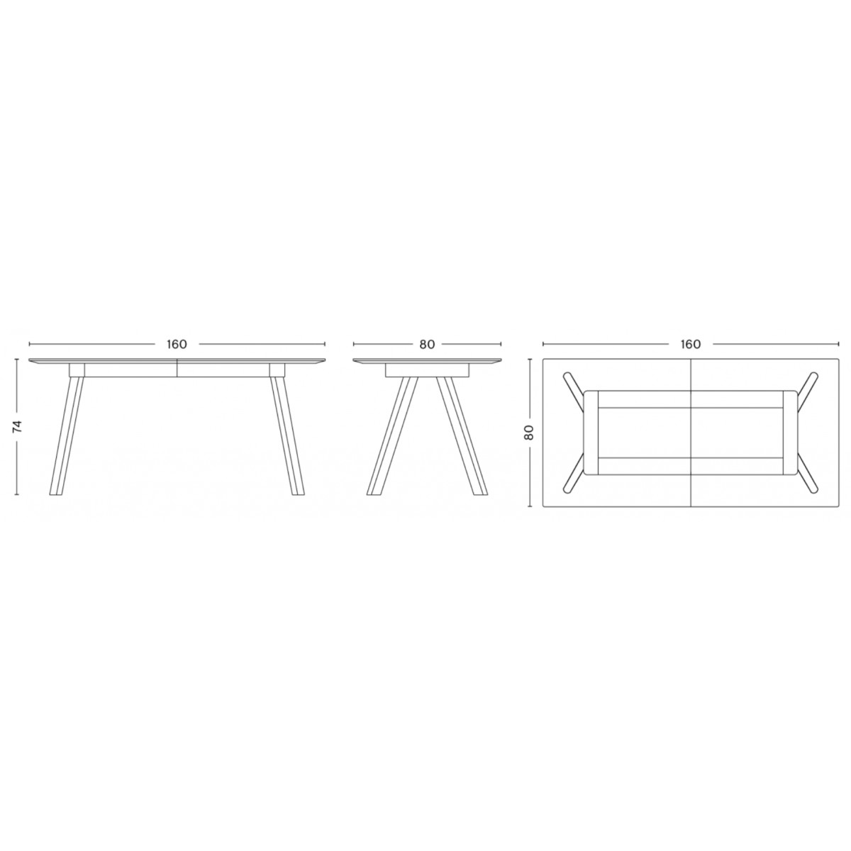 160 x 80 x 74cm - table extensible CPH30