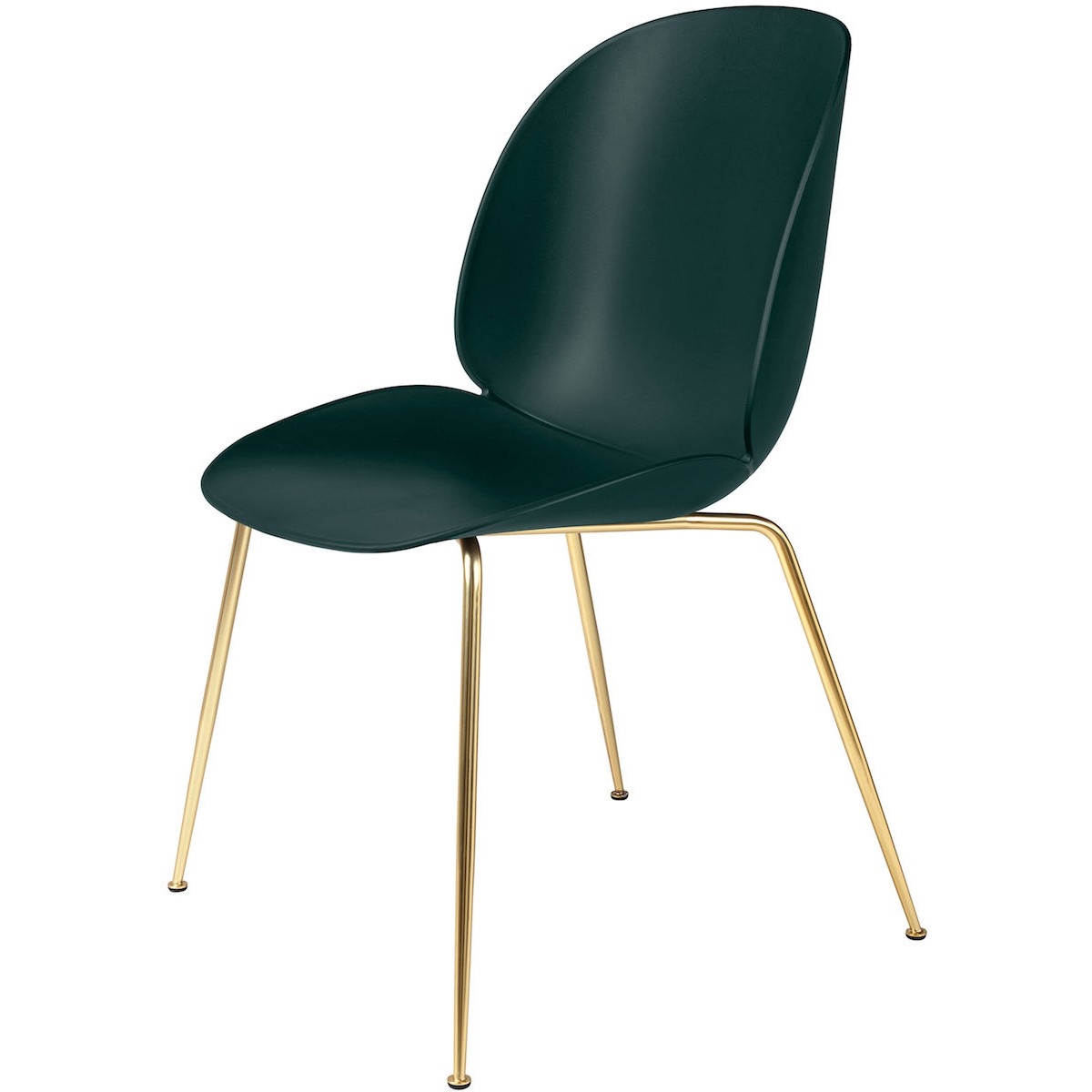 Coque vert foncé - base laiton semi-mat - chaise Beetle plastique