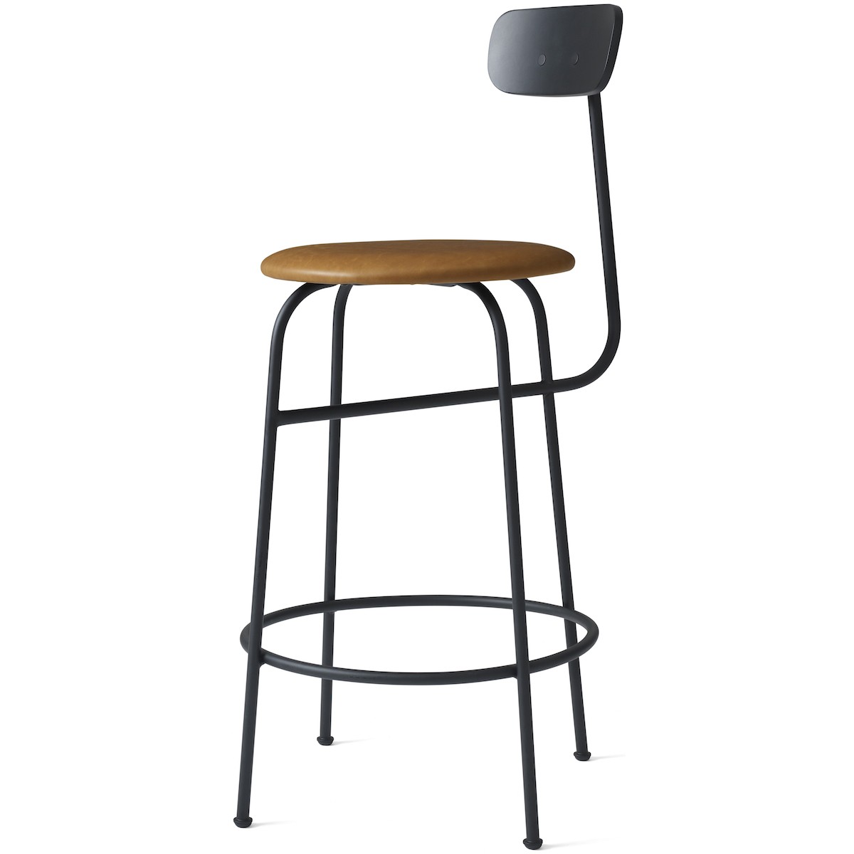 noir + cuir Dunes cognac 21000 - chaise de bar Afteroom - comptoir - hauteur d'assise 63,5 cm