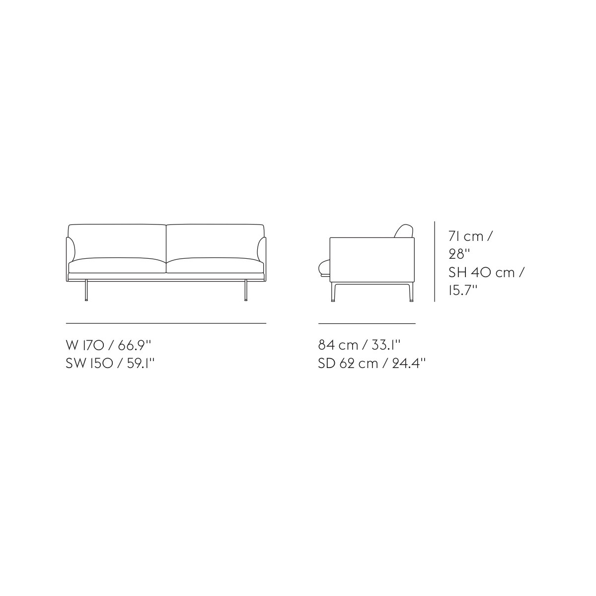 Outline 2-seater - 170 cm