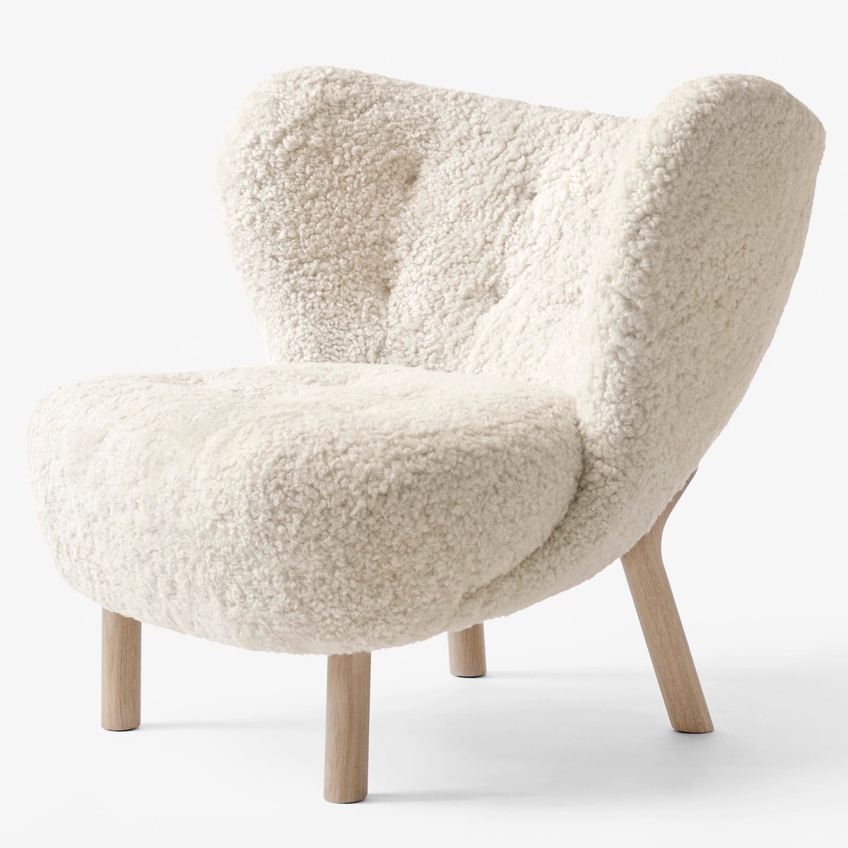 Little Petra lounge chair VB1 - Moonlight sheepskin + white oiled oak
