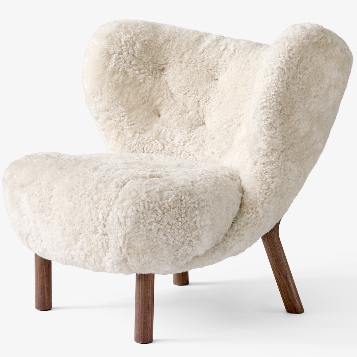 Little Petra lounge chair VB1 - Moonlight sheepskin + oiled walnut