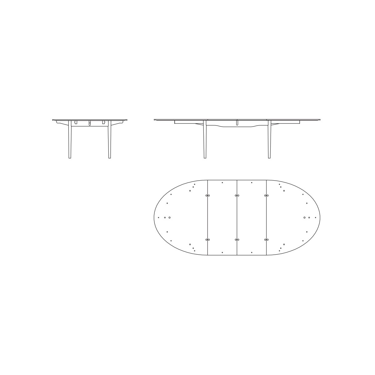 Table Silver – avec incrustations en argent – 2 rallonges incluses