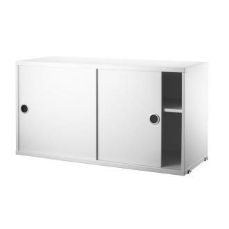Cabinet portes coulissantes - blanc - L78xP30xH42 cm