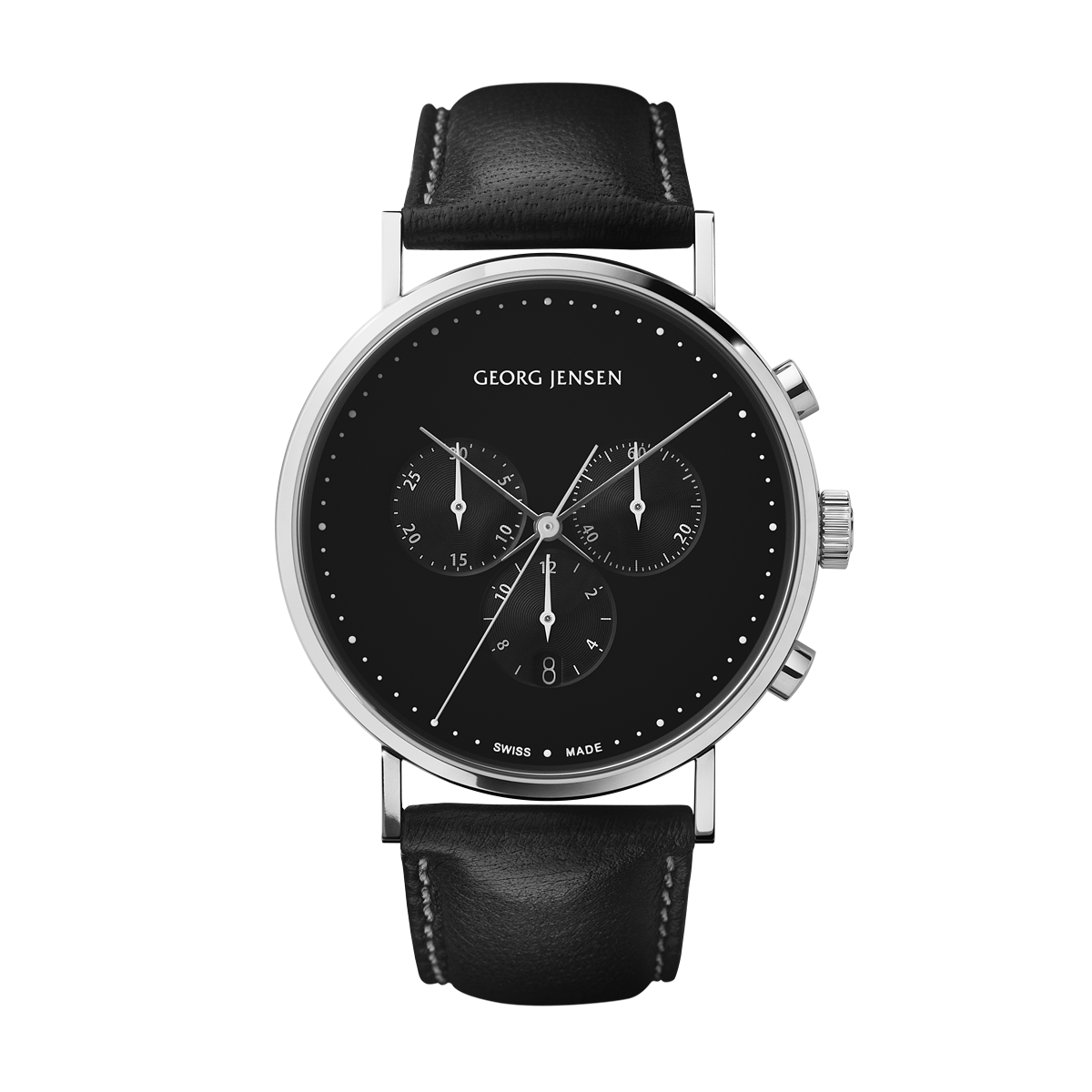 Koppel 41mm - quartz, chronograph, black dial, black leather