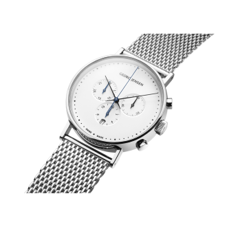 Koppel 41mm - quartz, chronographe, cadran blanc, bracelet métal