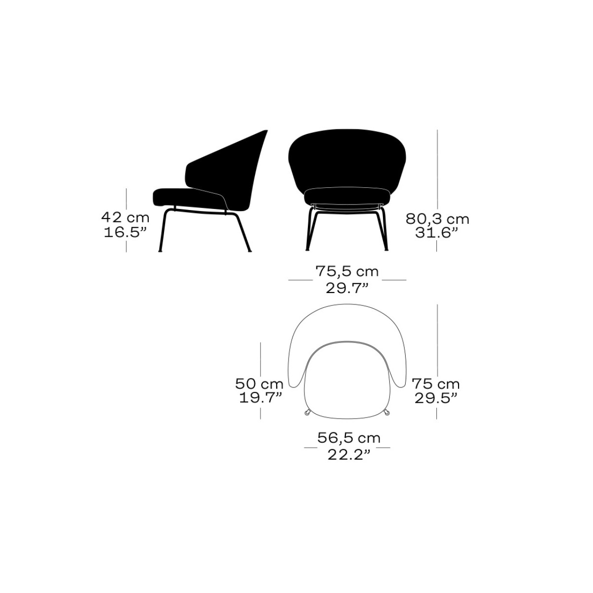 Let lounge chair, metal base – SH210
