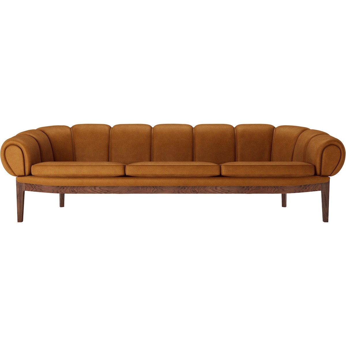 walnut, Chamois leather 1708 - Croissant 3-seater sofa