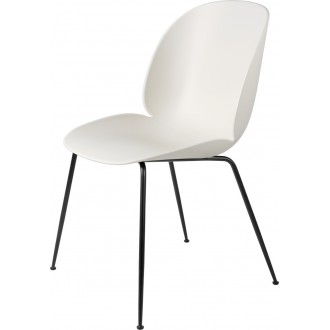 Alabaster white shell - matt black base - Beetle chair plastic