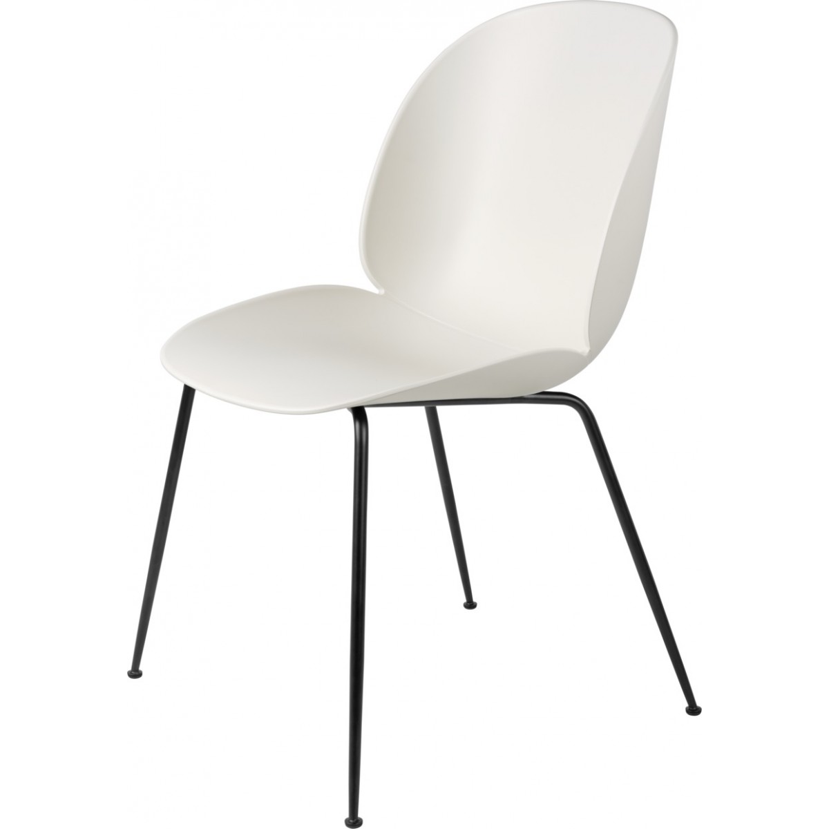coque blanc Alabaster - base noire mat - chaise Beetle plastique