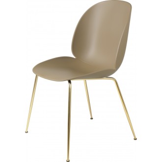 pebble brown shell - semi matt brass base - Beetle chair plastic