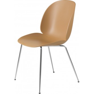 amber brown shell - chrome base - Beetle chair plastic