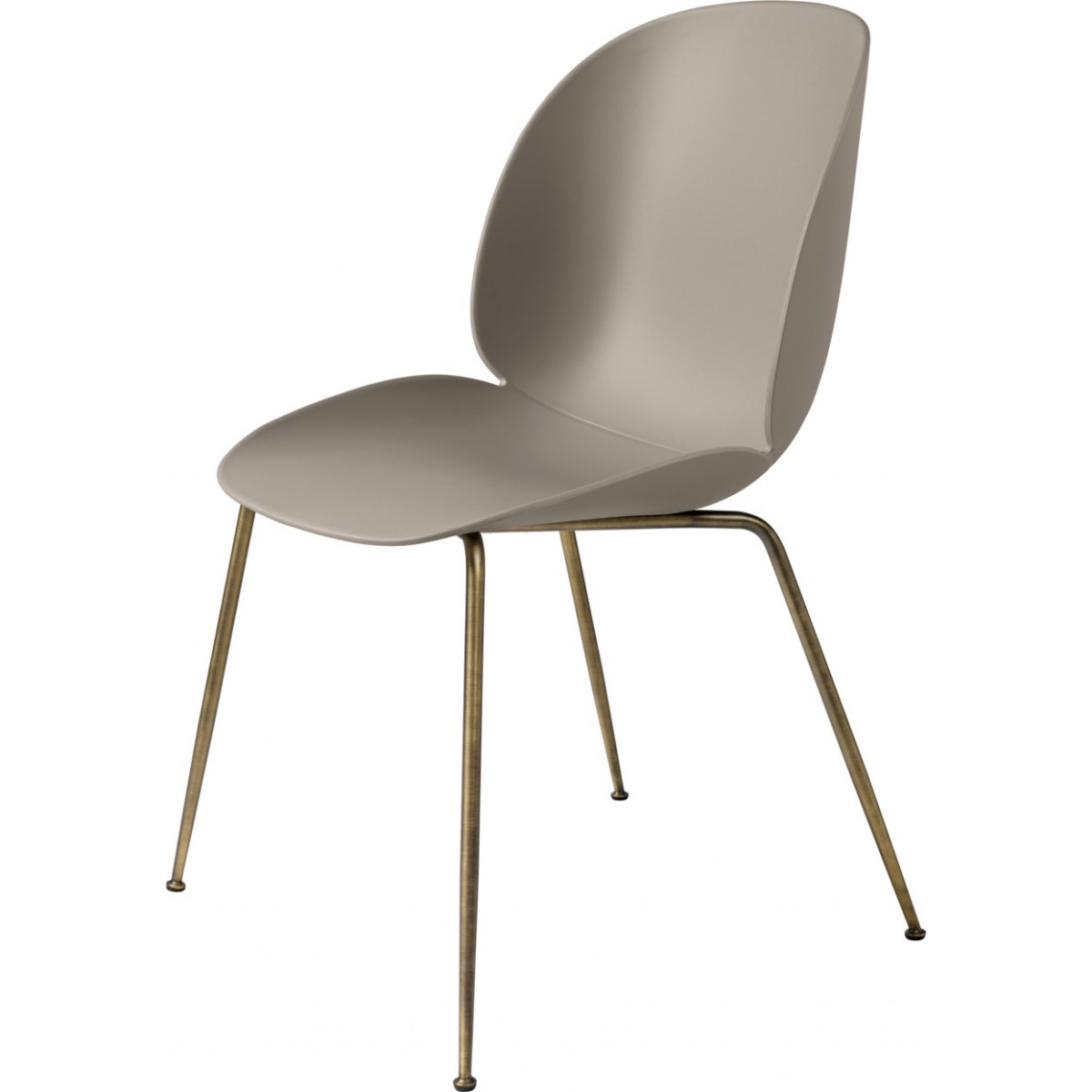 new beige shell - antique brass base - Beetle chair plastic