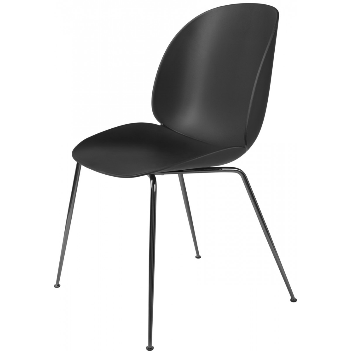 Coque noire - base noire chromée - chaise Beetle plastique
