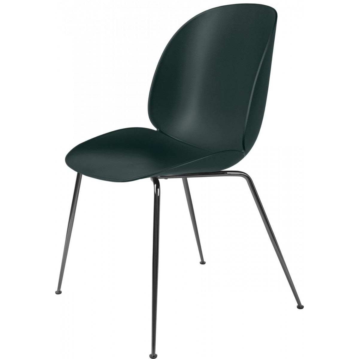 dark green shell - black chrome base - Beetle chair plastic