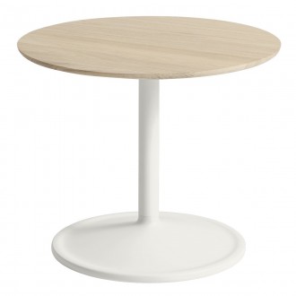 Off white + oak - Ø48cm, H40cm - Soft side table