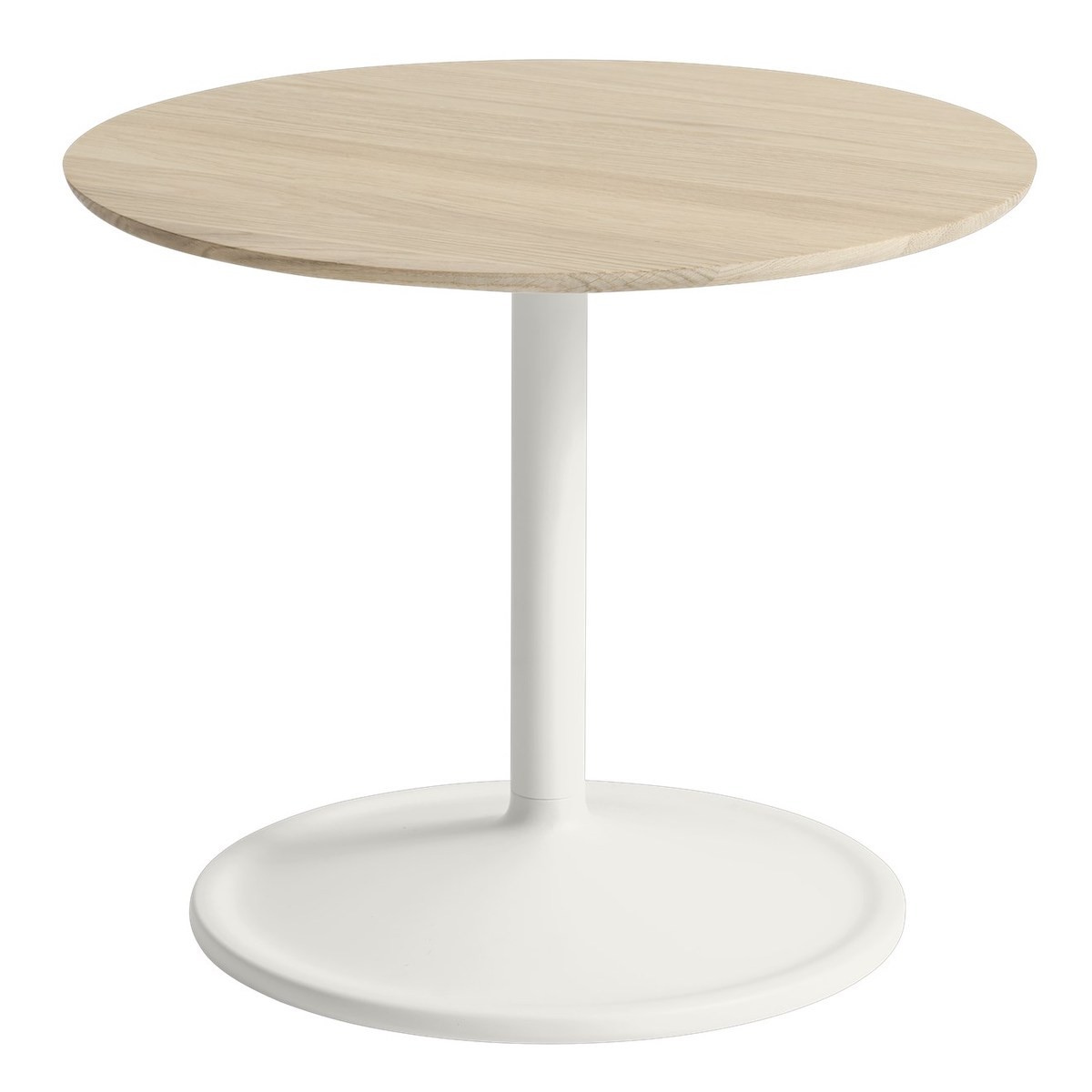 Blanc cassé + chêne - Ø48cm, H40cm - table d'appoint Soft