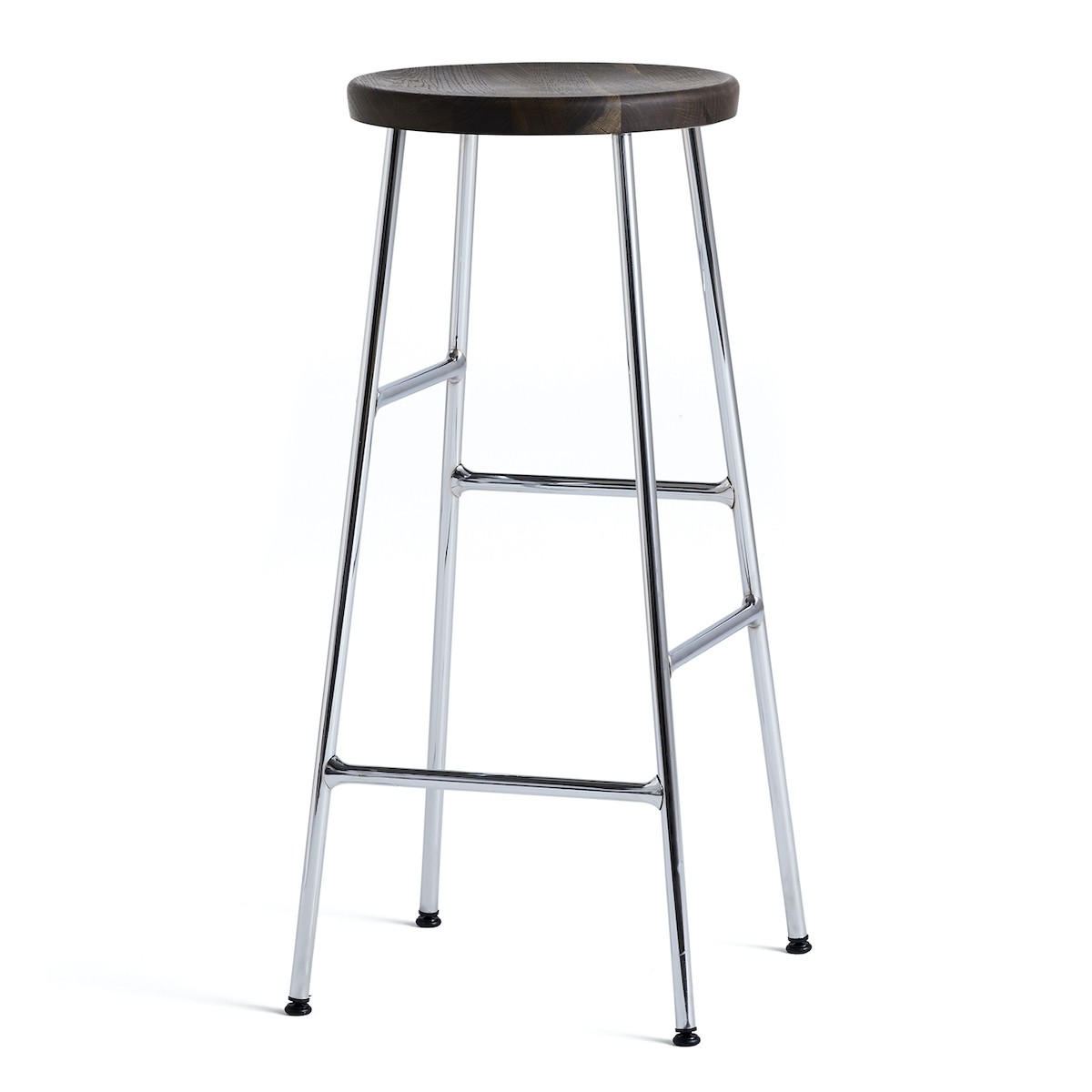 H75 - smoked oak + chromed steel - Cornet bar stool