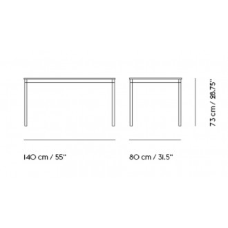 Noir (linoleum) / Bois / Noir – Table Base 140 x 80 x H73 cm