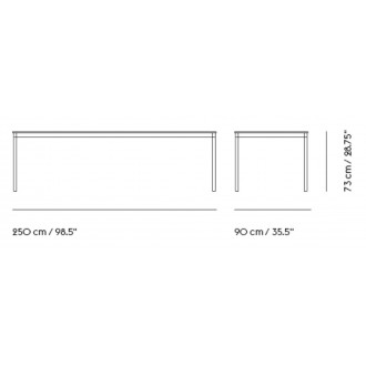 Blanc (stratifié) / Blanc / Noir – Table Base 250 x 90 x H73 cm