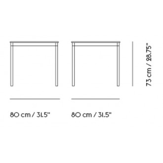 Blanc (stratifié) / Blanc / Noir – Table Base 80 x 80 x H73 cm