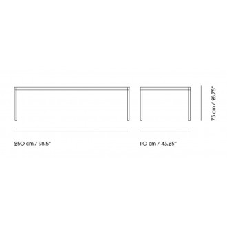 White laminate / Plywood / White – Base Table 250 X 110 X H73 cm