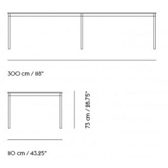 Noir (linoleum) / Bois / Noir – Table Base 300 X 110 X H73 cm
