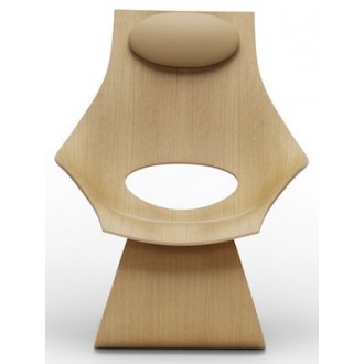 lacquered oak + Thor 325 leather neck cushion - Dream chair wood