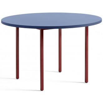 bleu / marron-rouge - Ø120x74 cm - table TWO-COLOUR