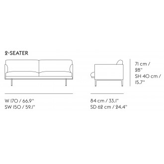 2-seater Outline sofa – Black Refine leather
