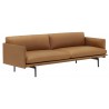 Cognac Refine leather + black legs - Muuto sofa Outline 220 cm