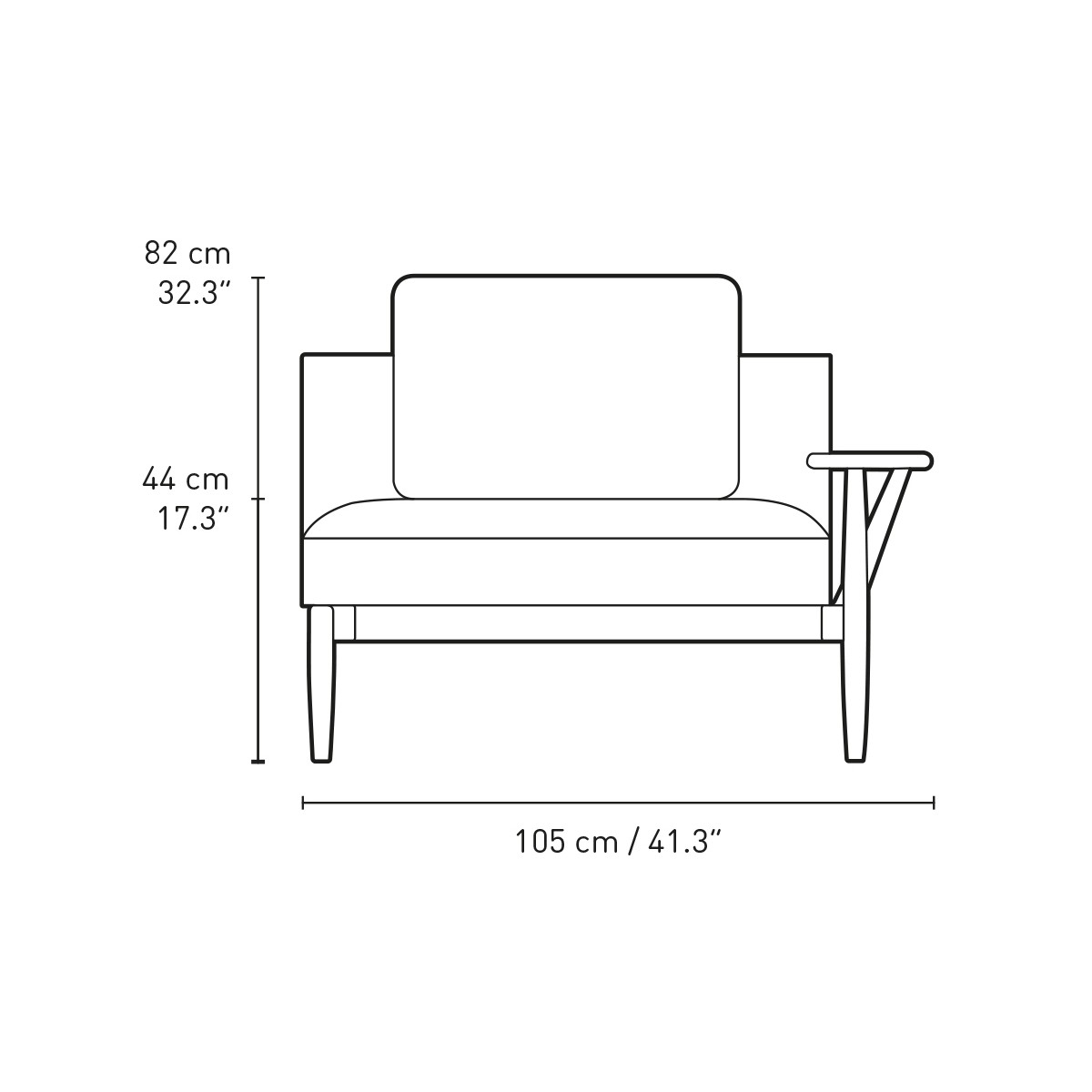 E320 right armrest - 1 cushion included - Embrace sofa