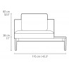 E330 right tray - 1 cushion included - Embrace sofa