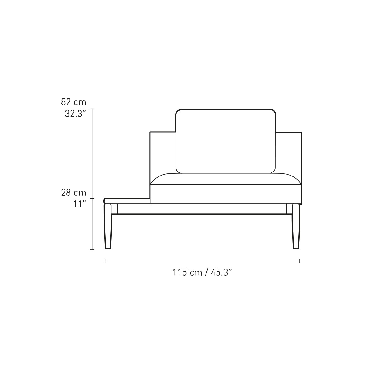 E330 left tray - 1 cushion included - Embrace sofa