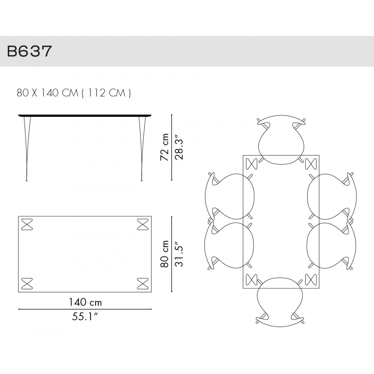 B637 - Rectangular Table Serie