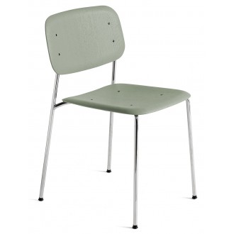 Dusty green stained oak + chrome legs - Soft Edge 40 chair