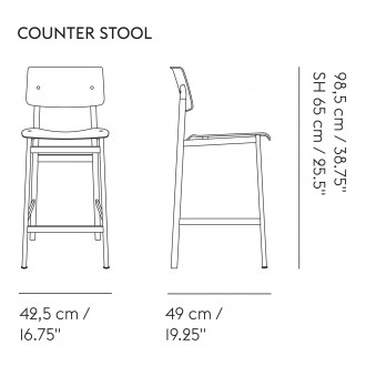 H65cm - deep red/oak - Loft counter stool