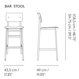 H75cm - Steelcut Trio 205 + blanc/chêne - tabouret de bar Loft