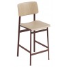H75cm - deep red/oak - Loft bar stool