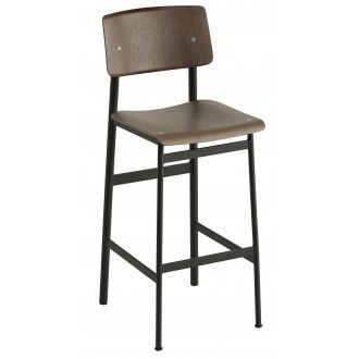 H75cm - black/stained dark brown - Loft bar stool