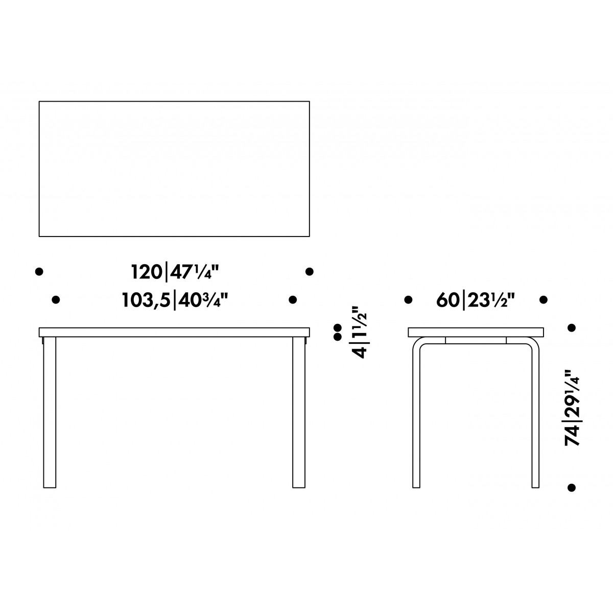 120x60cm - 80A table