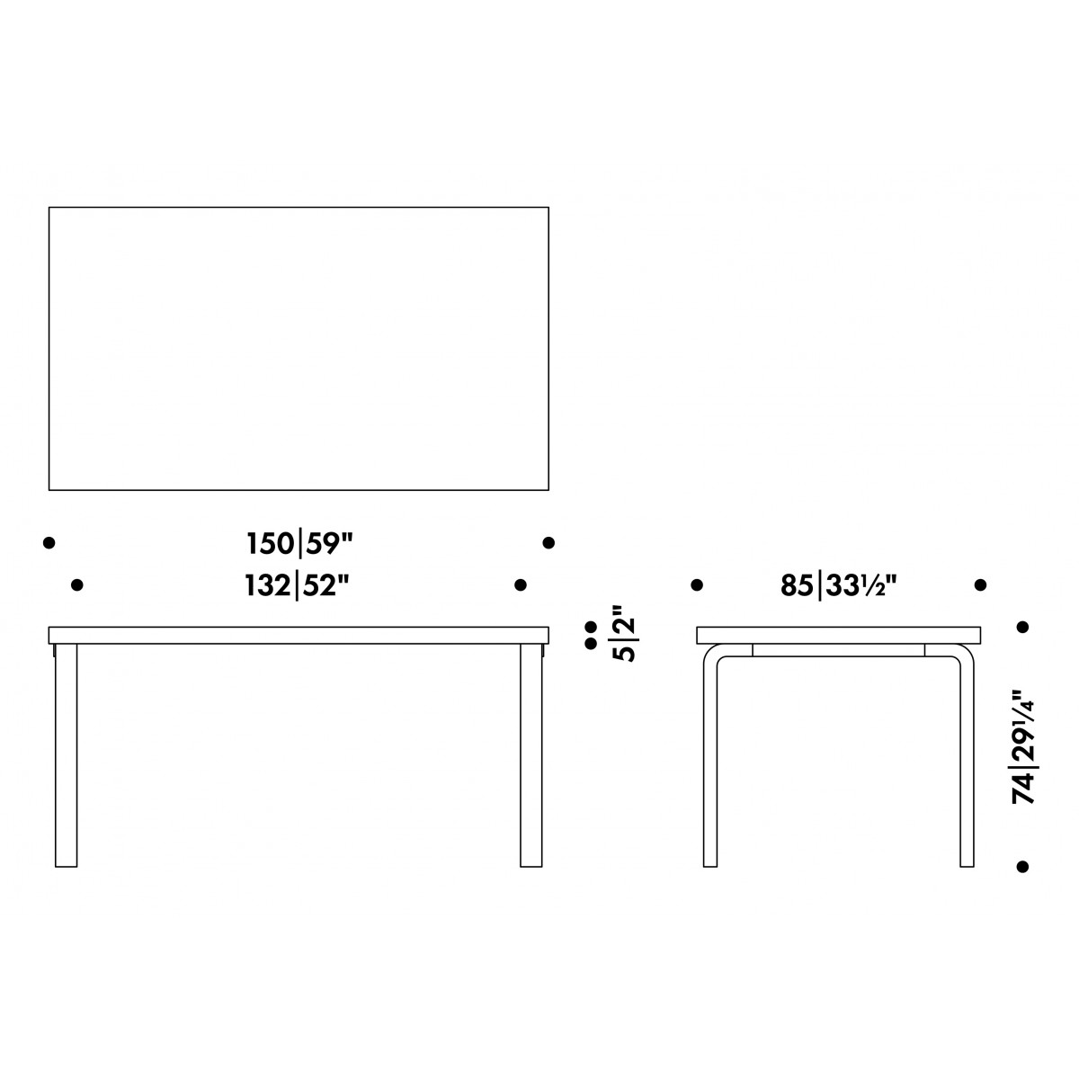 150x85cm - table 82A