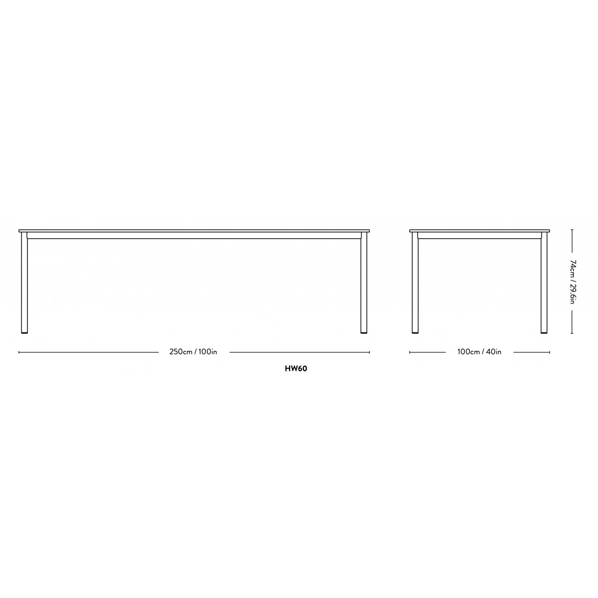 Table Drip HW60  – 100x250xH74 cm
