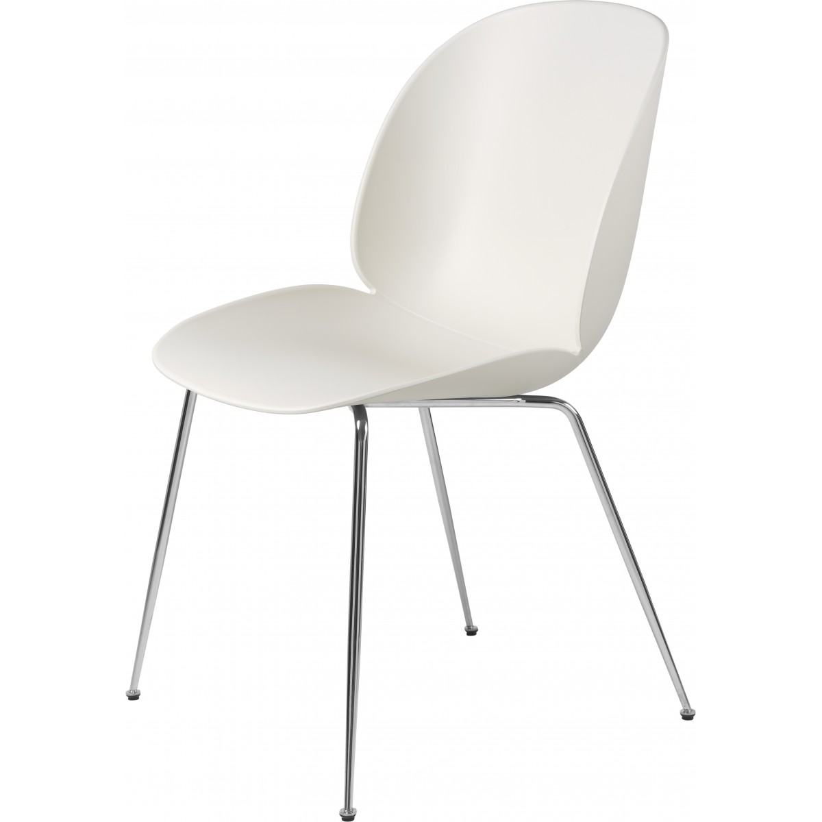Coque blanc Alabaster - base chrome - chaise Beetle plastique